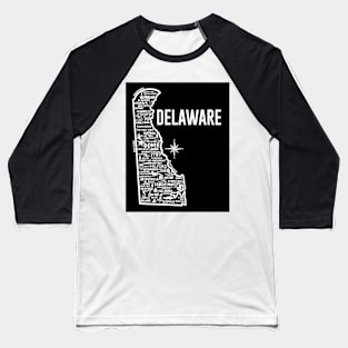 Delware Map Baseball T-Shirt